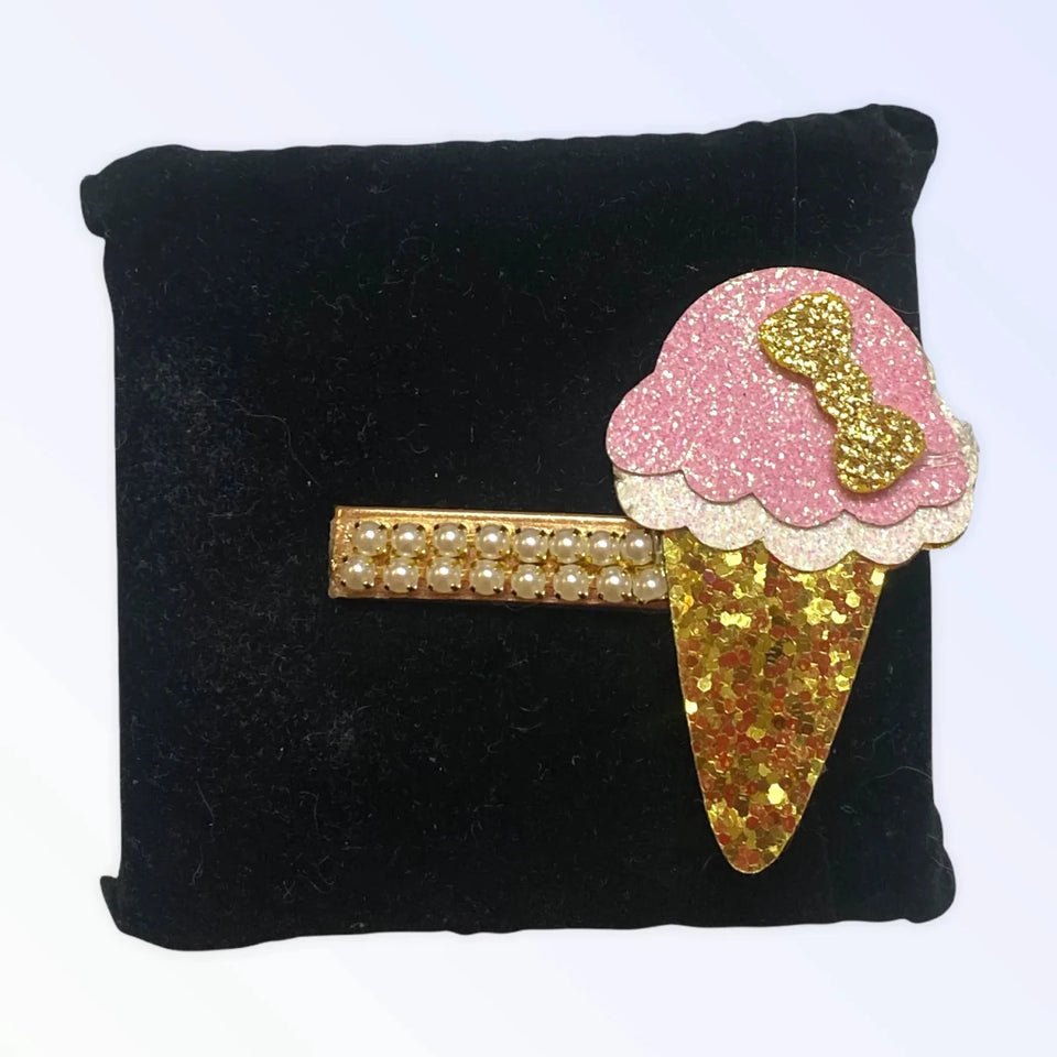 My Little Ice Cream Cone Hair Barrettes for Dogs by Bark Fifth Avenue - Set of 2 - Pets Perfect