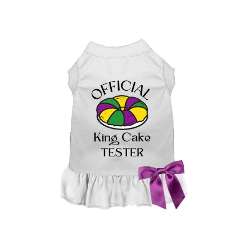 Official King Cake Tester Dog Tee and Dress - Mardi Gras Pet Apparel by Bark Fifth Avenue - Pets Perfect