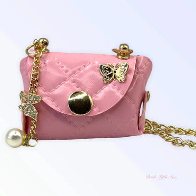 Pink Quilted Butterfly Pick-Up Bag - Pets Perfect