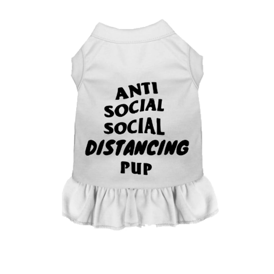 Anti-Social Social Distancing Dog Tee and Dress by Bark Fifth Avenue, White/2X LARGE, view 12