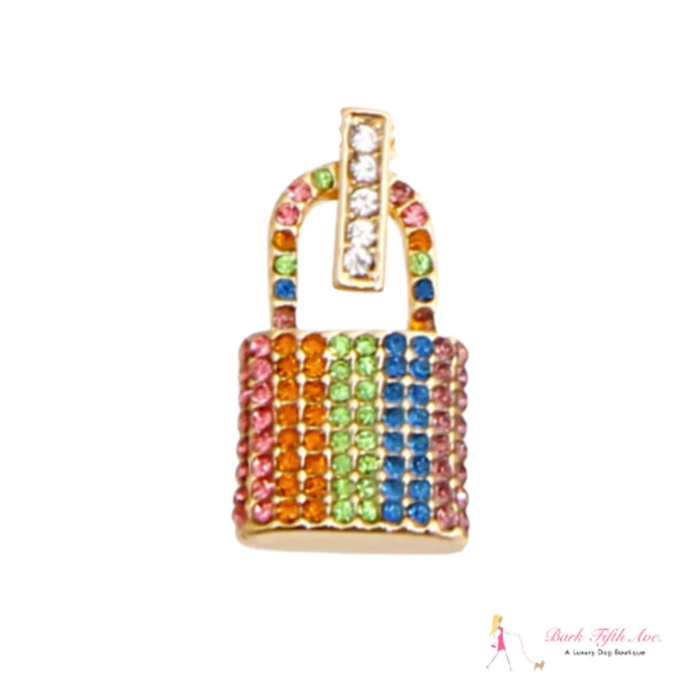 Rainbow Rhinestone Lock Charm - Pets Perfect