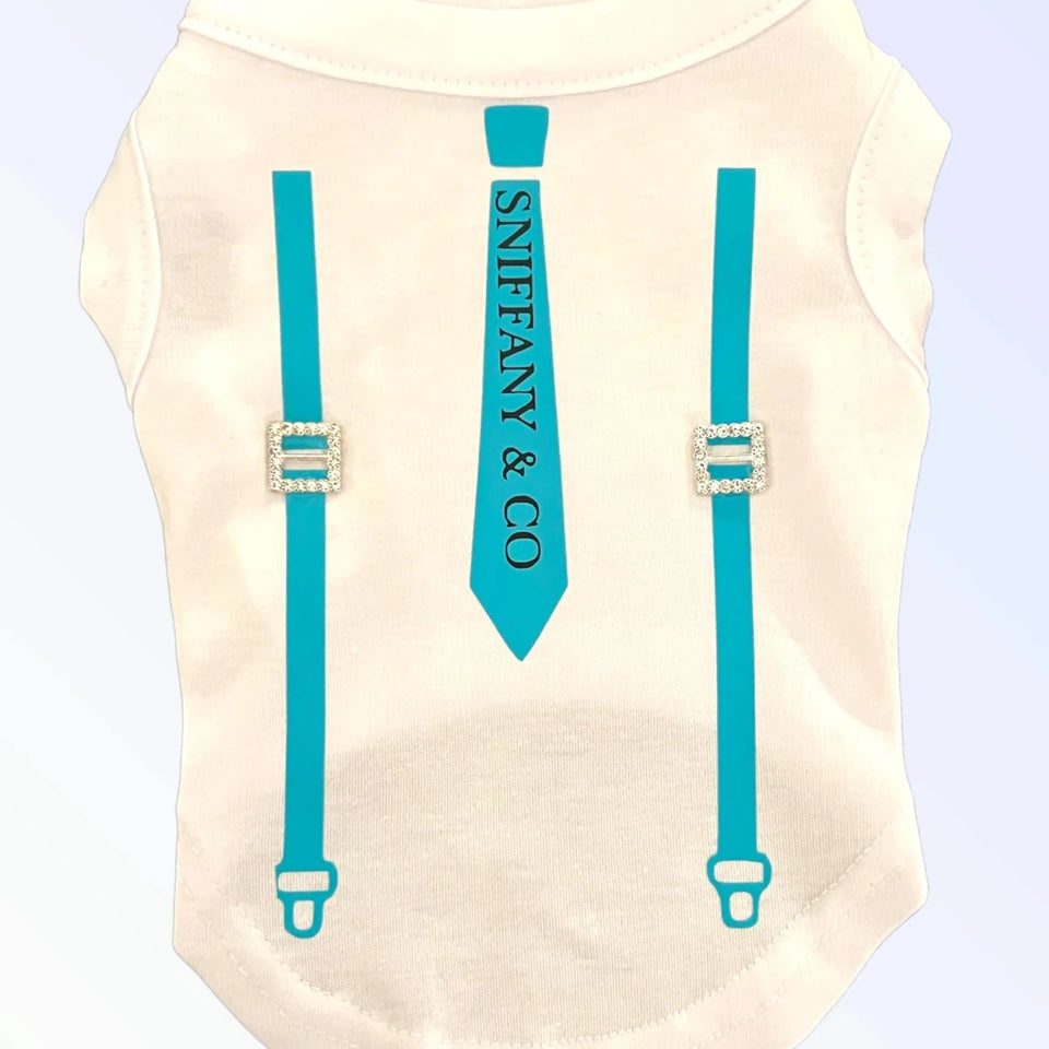 Sniffany Suspenders Tee by Bark Fifth Avenue - Designer Dog Shirt - Pets Perfect