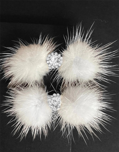 Snowflake Pom Pom Hair Barrettes - Dog Hair Clips by Bark Fifth Avenue - Pets Perfect