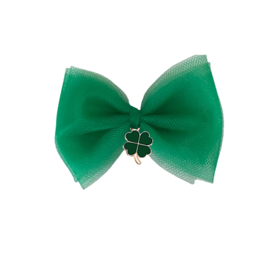 St. Patrick's Tulle Dog Hair Bow - Pets Perfect