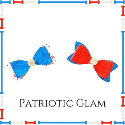Bark Fifth Avenue Stars & Stripes Patriotic Dog Hair Clips - 4th of July Bow Set - Pets Perfect