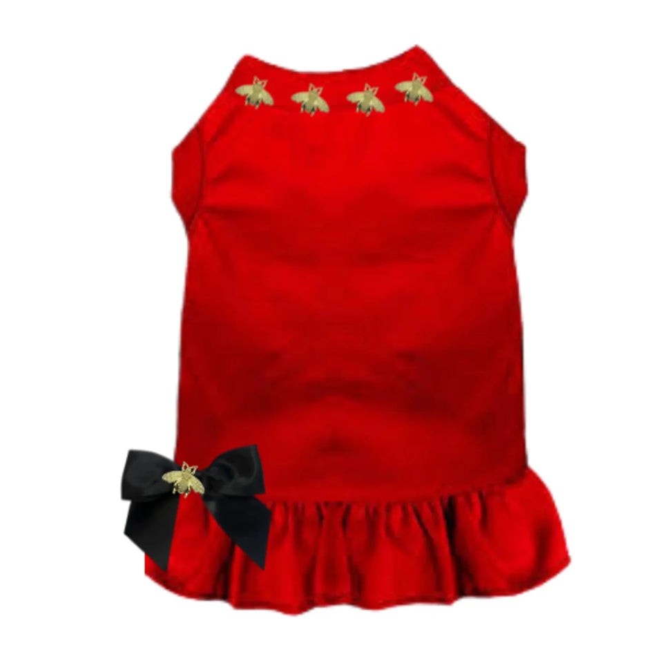 Studded Bee Dog Dress - Shiny Bumble Bee Buttons & Ruffle Detail by Bark Fifth Avenue - Pets Perfect