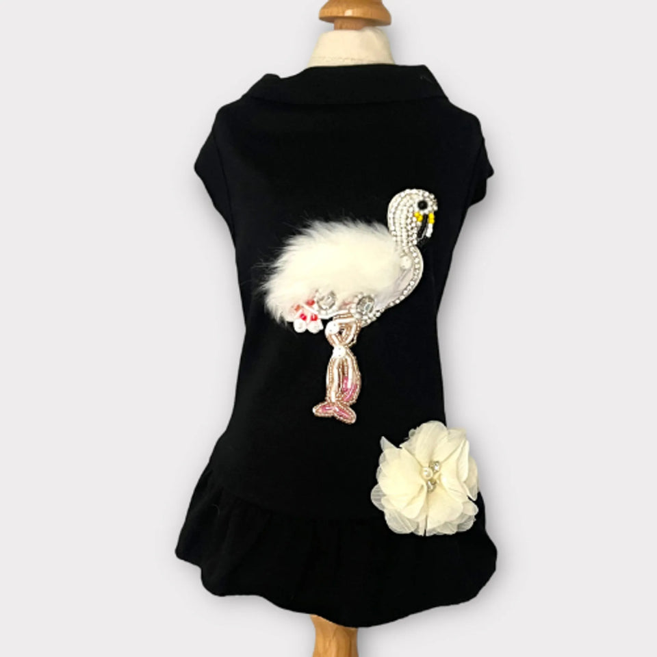 Beaded Fur and Rhinestone Flamingo Dog Dress - Bark Fifth Avenue, view 9