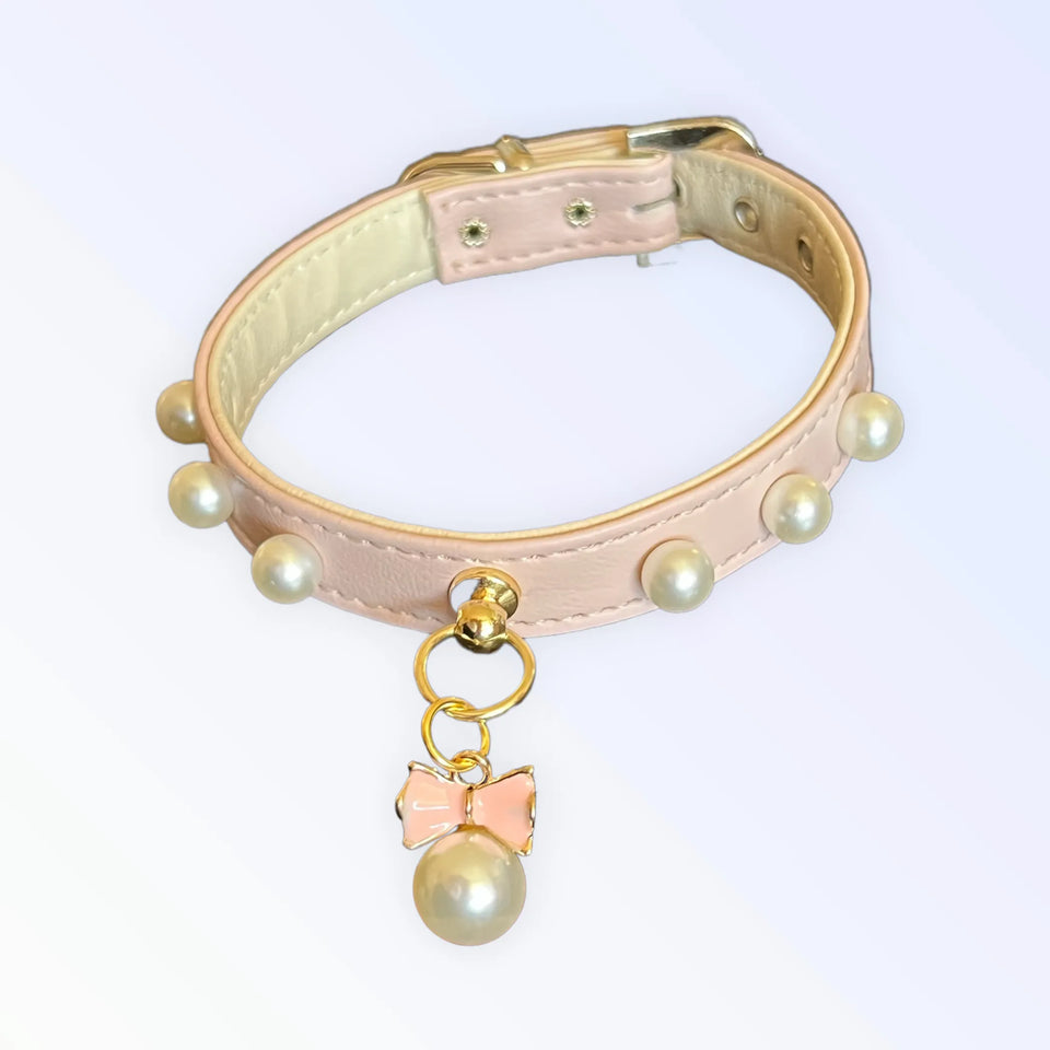Beaded Pearls and Bow Dog Collar, view 8