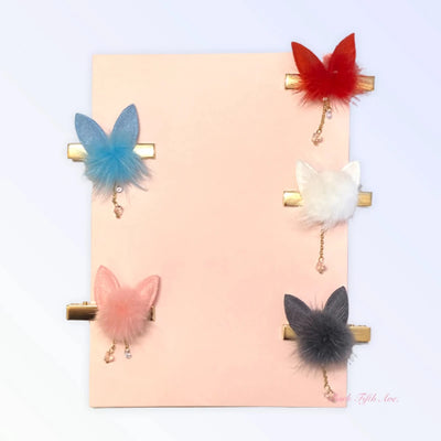 Fuzzy Bunny Pom Pom Hair Barrette - Pets Perfect