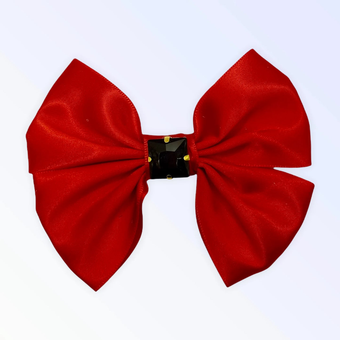 Glass Diamond Rhinestone Dog Hair Bow - Short Satin Bow with Crystal Rhinestones by Bark Fifth Avenue