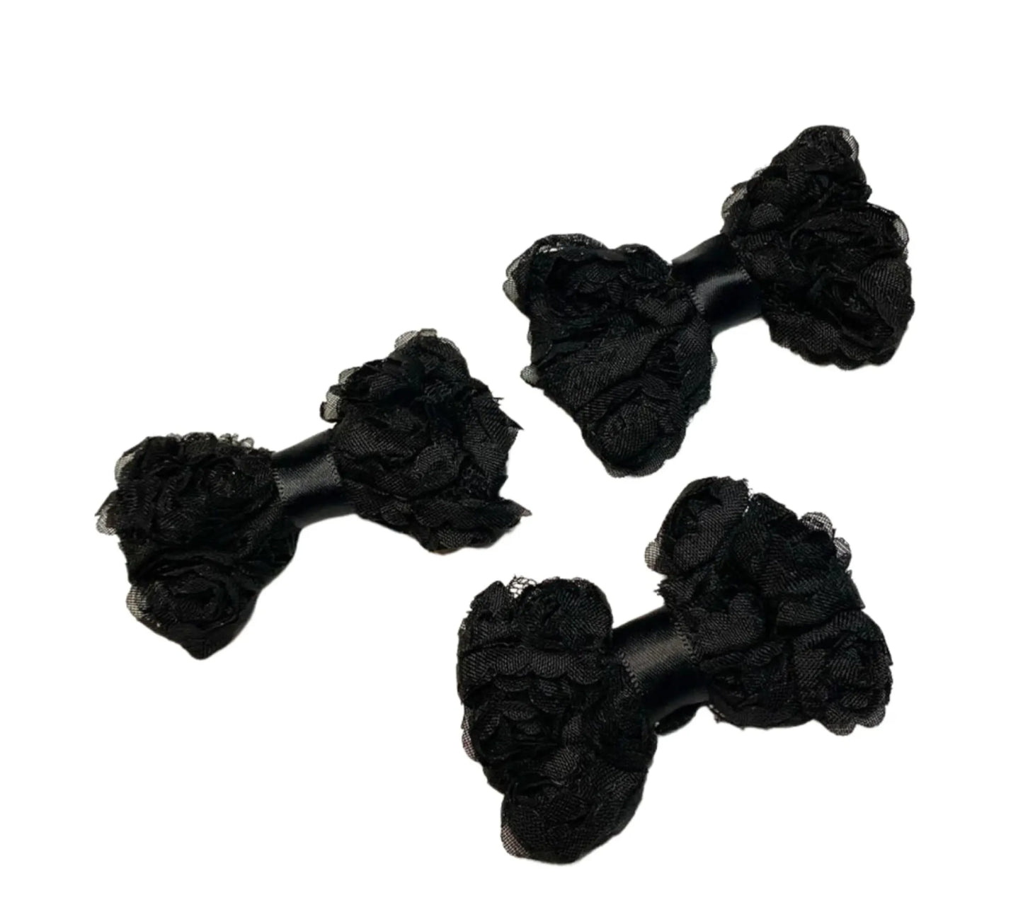 Bark Fifth Avenue Black Chiffon Rosette Dog Hair Bows - Elegant Pet Accessory