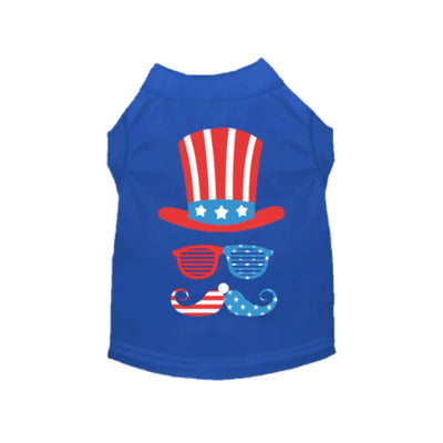 Uncle Sam Style Tee - Blue Patriotic Dog T-Shirt - Pets Perfect