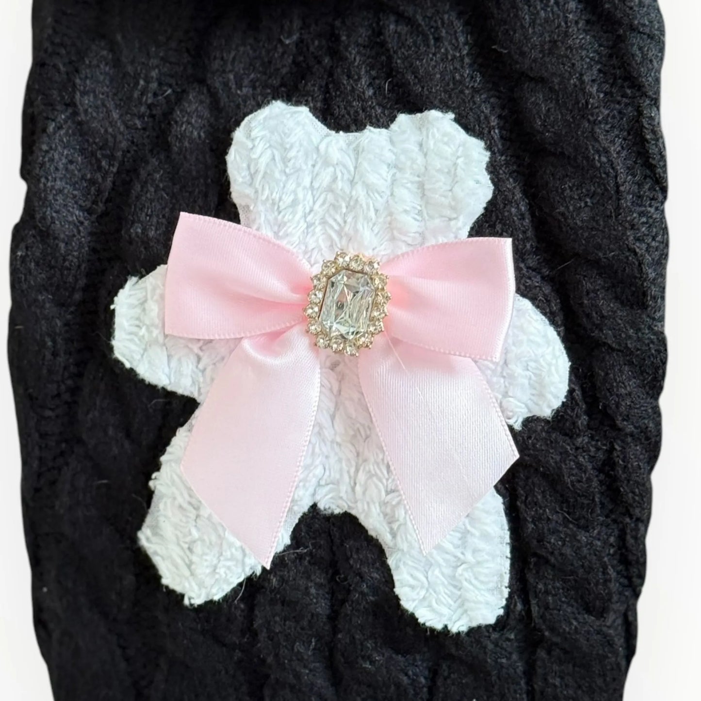 My Fuzzy Bear Bow Knit Dog Sweater