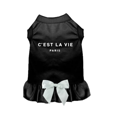 C'est La Vie Dog Dress and Tee by Bark Fifth Avenue, Black/X SMALL