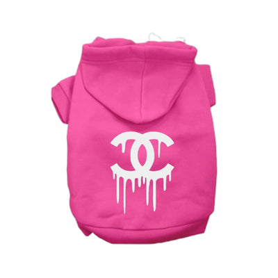 CC Drip Designer Dog Hoodie by Bark Fifth Avenue, Pink/X SMALL