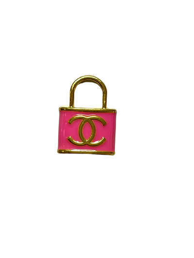 Bark Fifth Avenue CC Lock Charm Dog Collar, Pink/10"