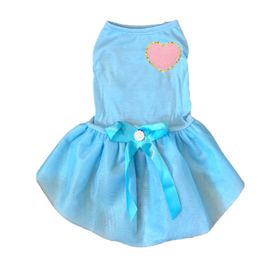 Chenille Heart Dog Dress by Bark Fifth Avenue, Pink heart/X SMALL