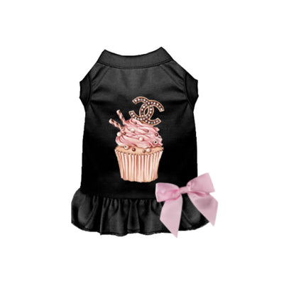 Chewnel Cupcake Dog Dress - Designer-Inspired Pet Fashion, Black/X SMALL