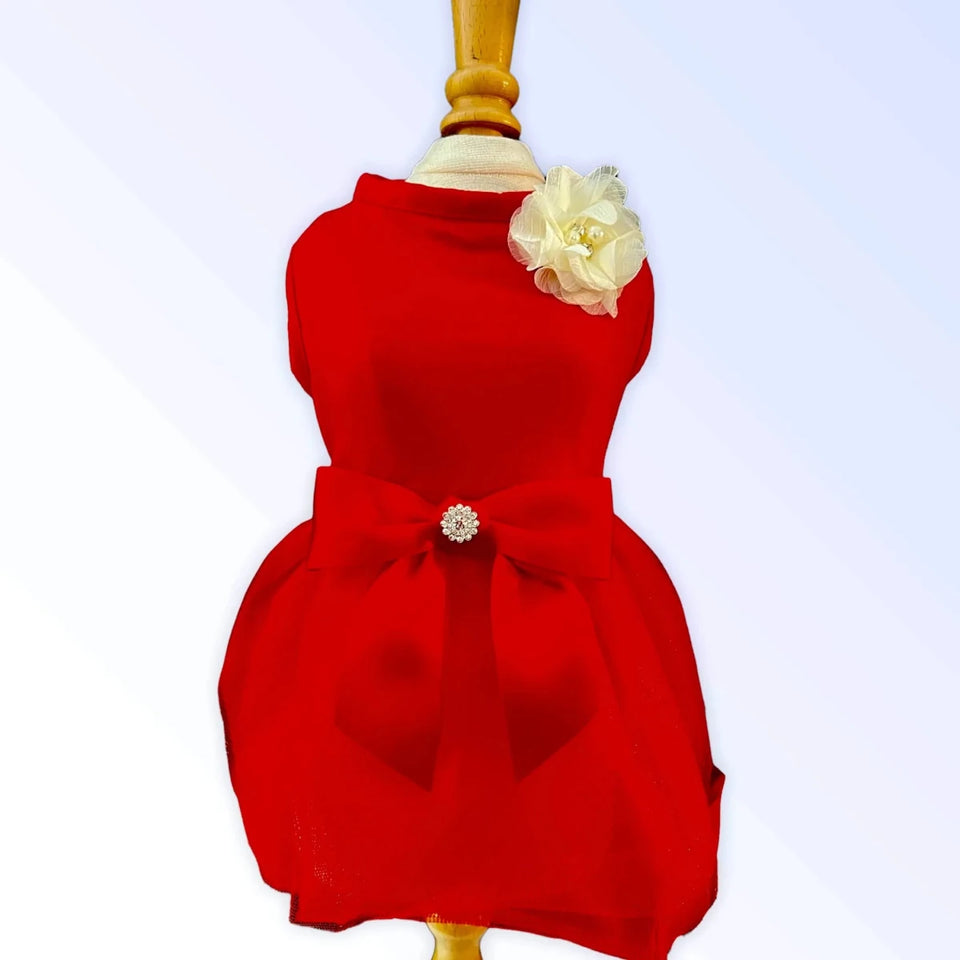 Chiffon Flower Holiday Dress - Tutu Dog Dress by Bark Fifth Avenue - Pets Perfect