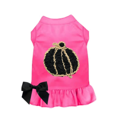 Bark Fifth Avenue Chiffon Rose Pumpkin Dog Dress - Pink, White & Black, X-Small-XL - Pets Perfect