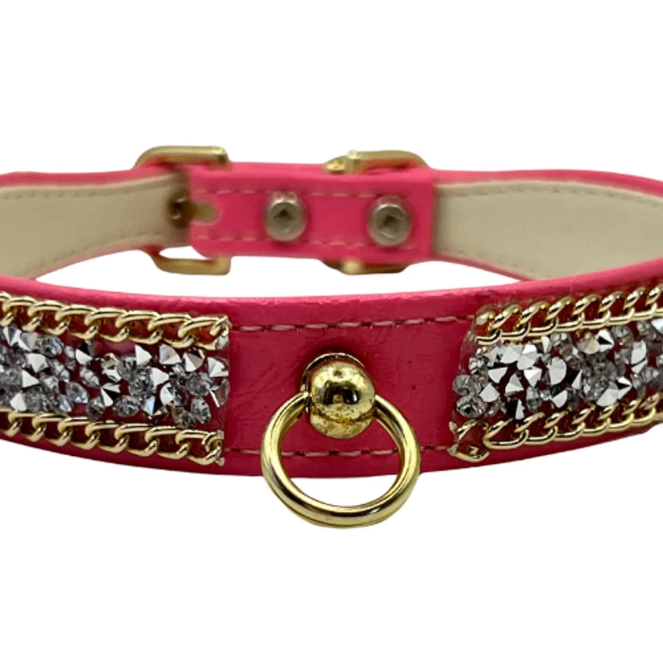 Chunky Rhinestone and Chain Dog Collar - Pets Perfect