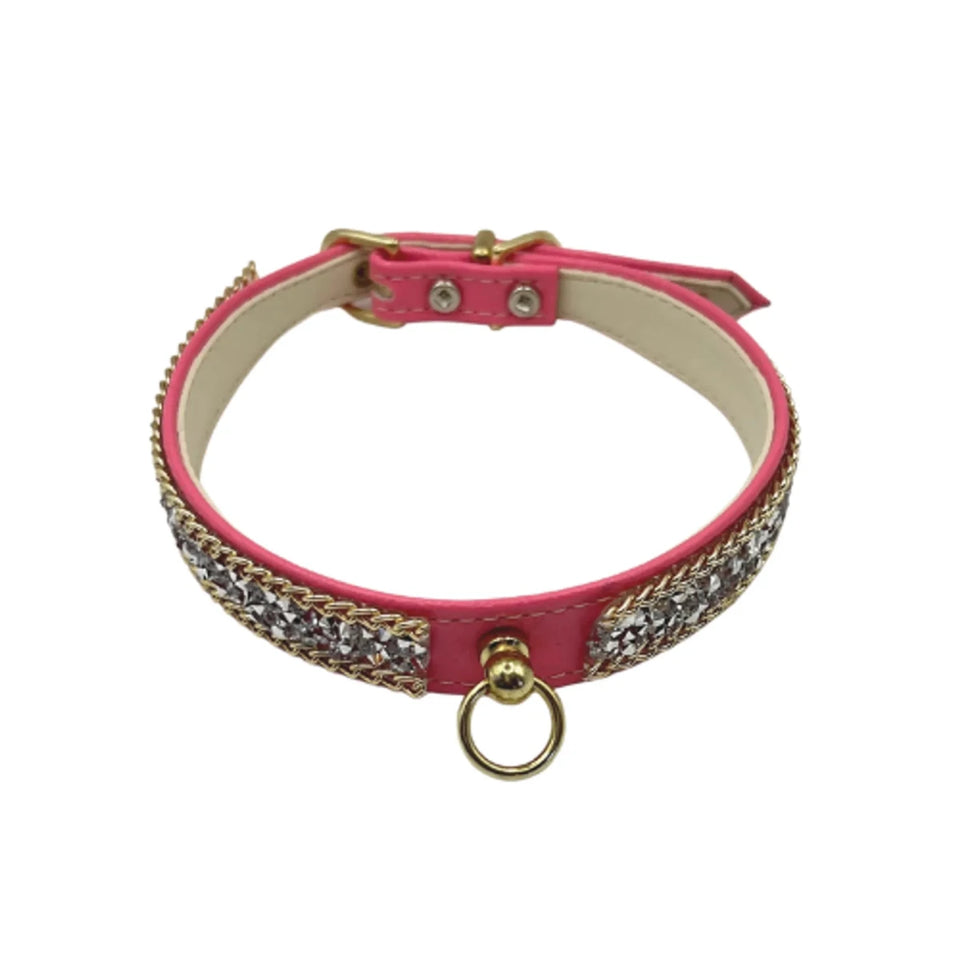 Chunky Rhinestone and Chain Dog Collar - Pets Perfect
