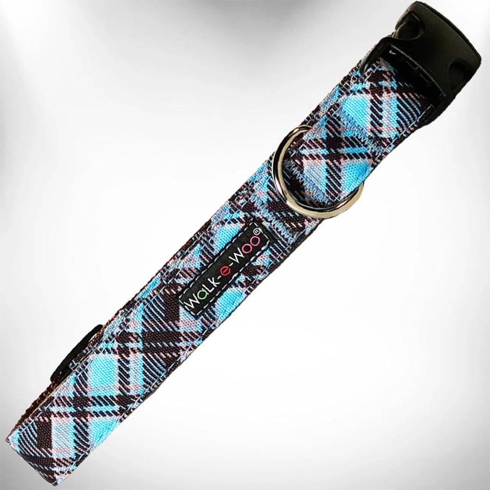 Plaid Dog Collars, Hot pink/L 1" WIDTH FITS 14-25" NECK, view 4