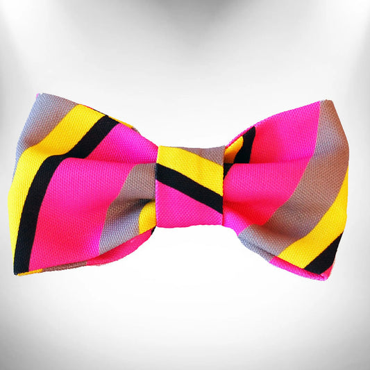 Walk-e-Woo Stripes Dog Bow Tie - Velcro Attach Water-Resistant Pet Accessory