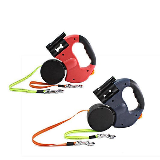 The Ultimate Dual-Headed Pet Leash: Retractable, Rotatable, And Illuminated