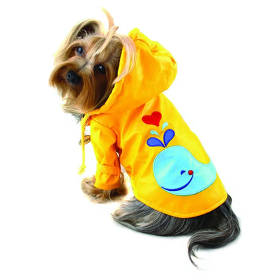 Splashing Whale Hooded Dog Raincoat with Cotton Lining - Klippo Pet - Pets Perfect