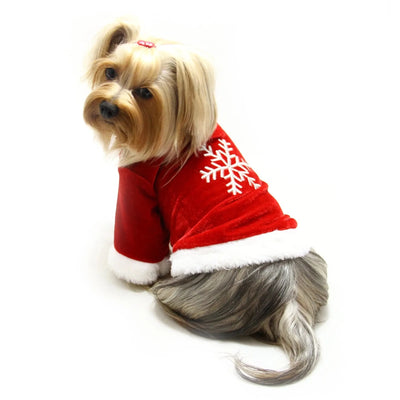 Velour Holiday Shirt with Sparkling Silver Snowflake - Pets Perfect