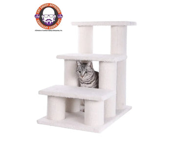 Real Wood 3 Step Cat Step Stairs Ramp, 25" Dogs Climber