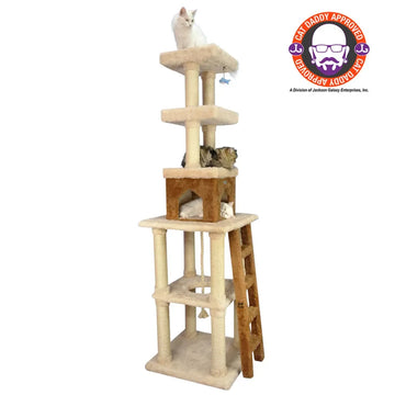 Real Wood Multi-Level Cat Tower X8303 Cat Tree In Beige