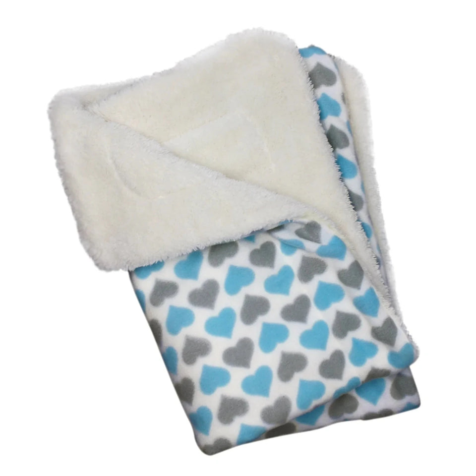 Blue & Gray Hearts Fleece/Plush Blanket - Pets Perfect