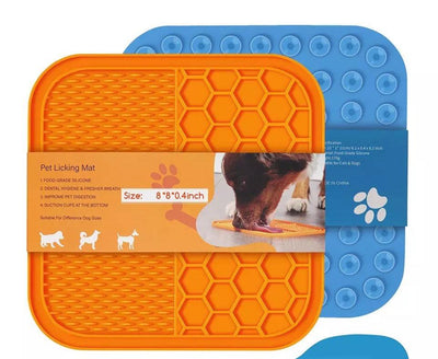 Pawsome Pets Silicone Dog Lick Mat with Dual Feeding Zones, Blue
