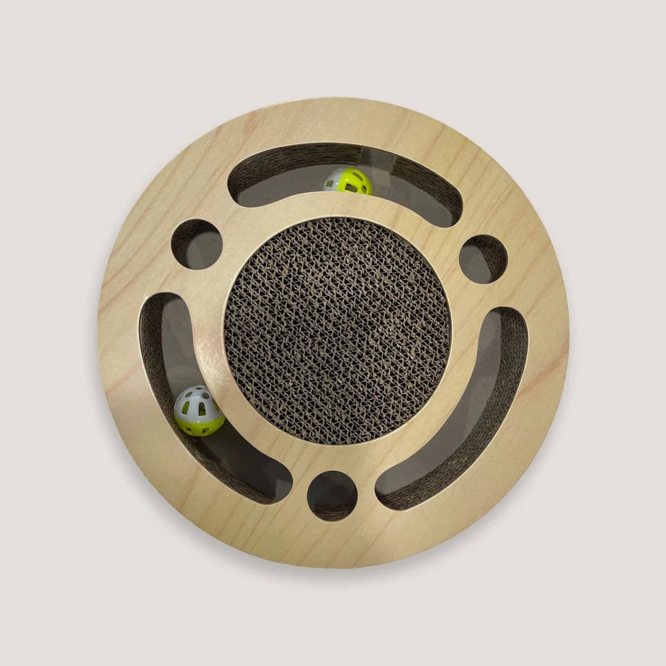 NANDOG Round Shape Open Play Set Wood Cat Scratcher - Pets Perfect