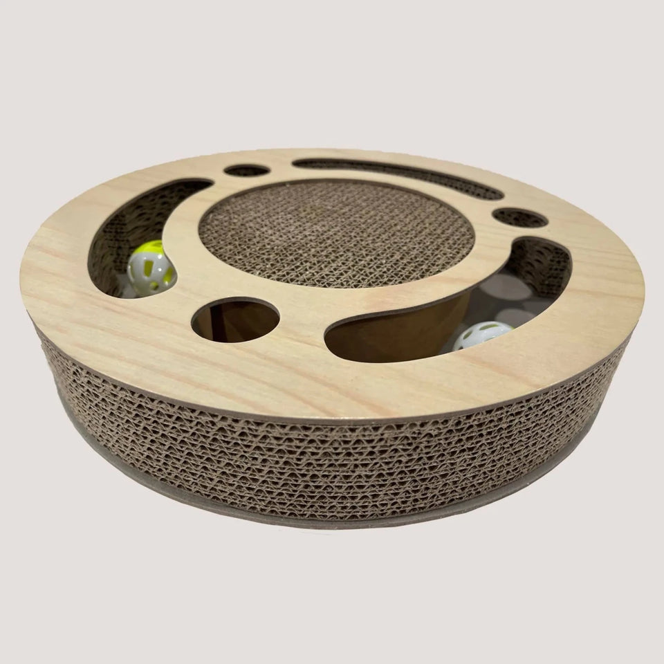 NANDOG Round Shape Open Play Set Wood Cat Scratcher - Pets Perfect
