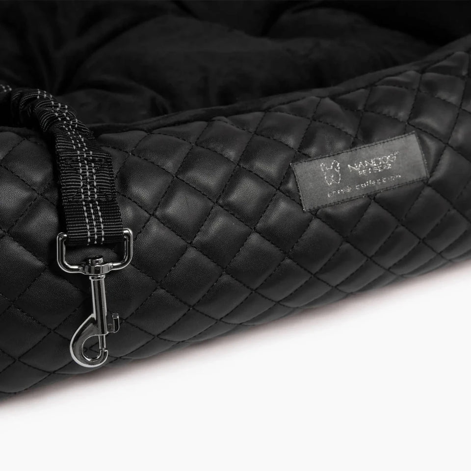 NANDOG Large Black Vegan Leather Car Seat - Pets Perfect