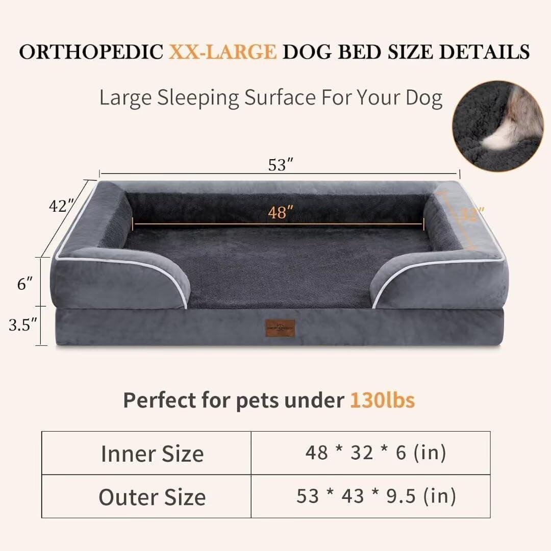 Waterproof Orthopedic Foam Dog Bed Extra Large Dark Grey - Pets Perfect