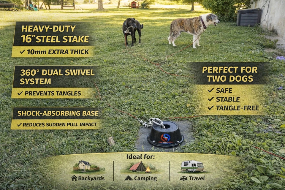 Double Dog Run Tangle-free Two Dog Tie-Out Stake - Pets Perfect