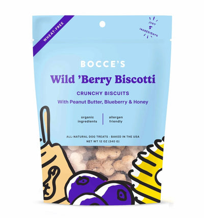 Bocce's Bakery Wild 'Berry Biscotti Small Batch Biscuits Dog Treats 12 oz - Pets Perfect