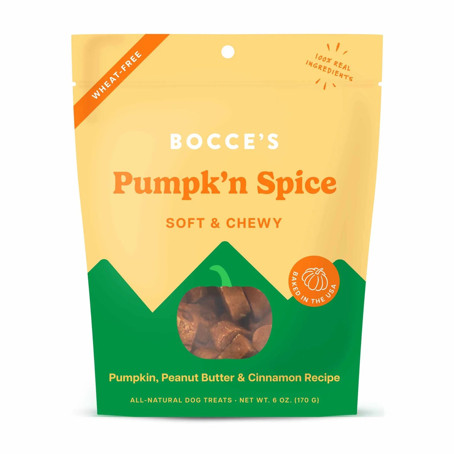 Pumpkin Spice Dog Treats - Soft Chewy Wheat-Free Biscuits with Real Pumpkin & Peanut Butter 6oz