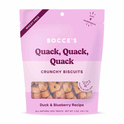 Bocce's Bakery Quack Quack Quack Biscuit Bags Dog Treats 5 oz - Pets Perfect