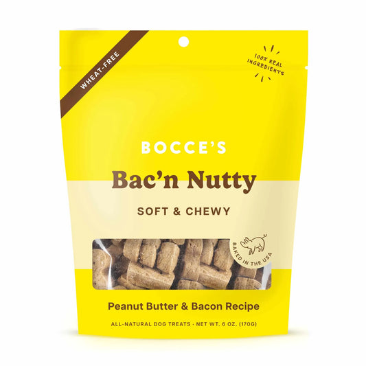 Bacon Peanut Butter Dog Treats - Soft Chewy Wheat-Free Biscuits with Real Bacon & PB - 6oz