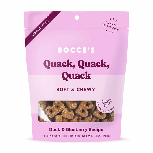 Bocce's Bakery Duck & Blueberry Soft Chewy Training Treats - Wheat-Free Limited Ingredient for Dogs (6oz)