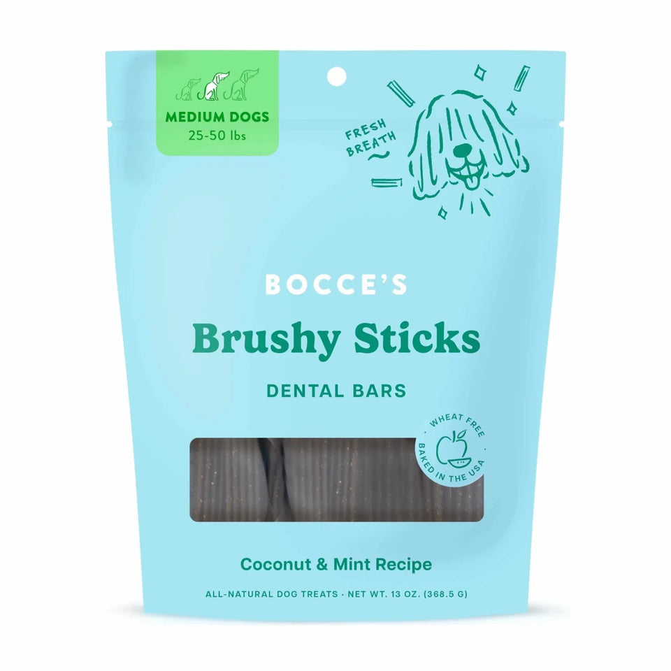 Bocce's Bakery Dailies Brushy Sticks Medium Dog Dental Dog Treats 13 oz - Pets Perfect