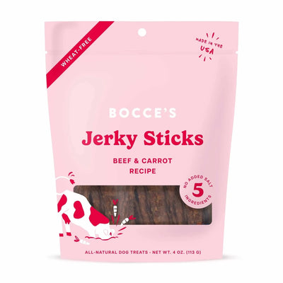 Bocce's Bakery Beef Carrot Jerky Sticks Dog Treats 4 oz - Pets Perfect