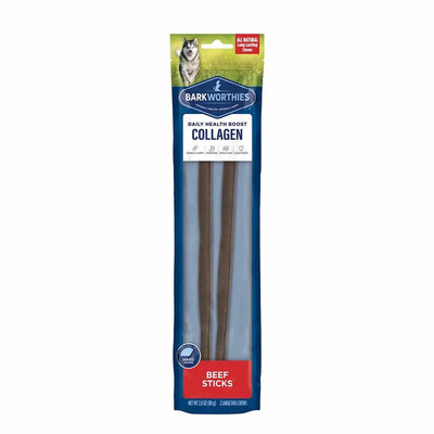 Barkworthies Collagen Beef Sticks Plain 12" 2 ct - Pets Perfect