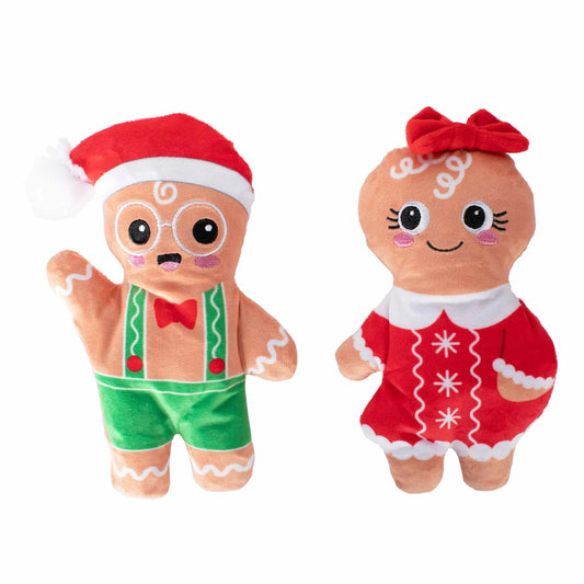 PetShop by Fringe Studio Here They Crumb Plush Dog Toy Set - 2-Pack Holiday Squeaky Crinkle Treat Pocket Toys