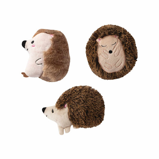 PetShop by Fringe Studio Hedgehogs Plush Dog Toy Set - 3-Pack Squeaky Toys for Small Dogs